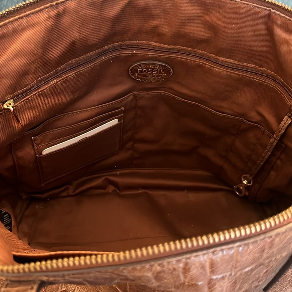 Fossil Felicity Brown Crocodile Tote - Picture 9 of 14